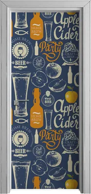 Produktbild von Tür Selbstklebende 80x210 cm Türfolie Türtapete Klebefolie - Bier Apfelwein und Apfel