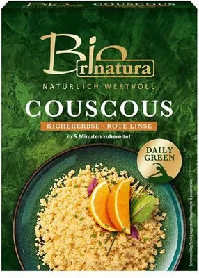Produktbild von Rinatura Couscous Kichererbse & rote Linse 400 G Faltschachtel Proteinreich Vegan Mild und leicht nussig im Geschmack