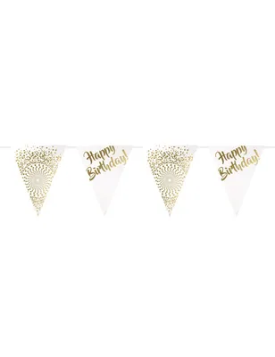 Immagine prodotto di Elegante ghirlanda di compleanno Happy Birthday oro-bianco 6m - taglia unica