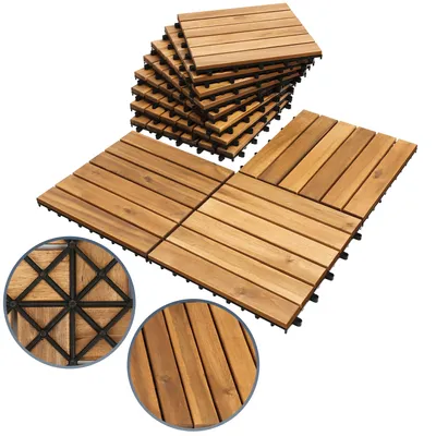 Immagine prodotto di Piastrelle in legno Bettizia Piastrelle per terrazze Piastrelle per pavimenti Piastrelle per balconi Piastrelle in legno di acacia 30 x 30 cm facili da posare 44x