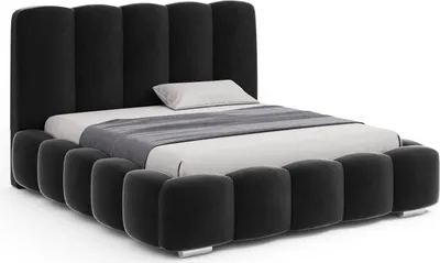 Produktbild von FURMEB GLAMOUR Polsterbett Bett mit Bettkasten Plsch 180x200cm Schwarz