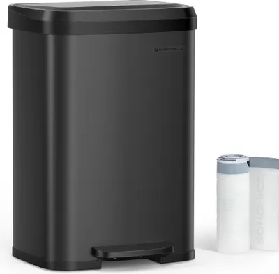 Produktbild von SONGMICS Mülleimer 50 Liter Abfalleimer, Tretmülleimer aus Metall mit Deckel