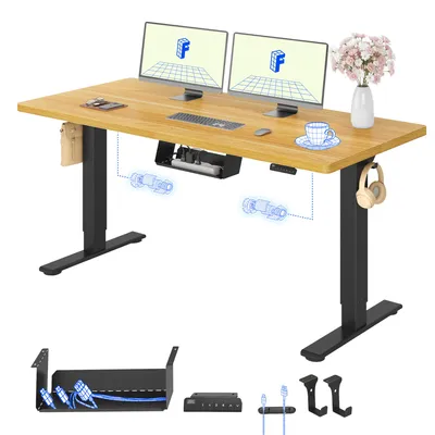 Produktbild von FLEXISPOT E1 Pro Elektrisch Höhenverstellbarer Schreibtisch 140x80cm 25MM EINTEILIGE TISCHPLATTE Doppelmotor 120KG Tragkraft, 4 Speicherplätze (Ahorn)