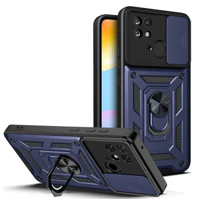 Produktbild von Outdoor Panzer Hülle für Xiaomi Redmi 10C mit Kameraschutz Ringhalter Handyhülle Blau