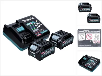 Produktbild von Makita Power Source Kit 40 V max. mit 2x BL 4025 Akku 2,5 Ah XGT ( 2x 191B36-3 ) + DC 40 RA Schnell Ladegerät XGT LXT ( 191E07-8 )