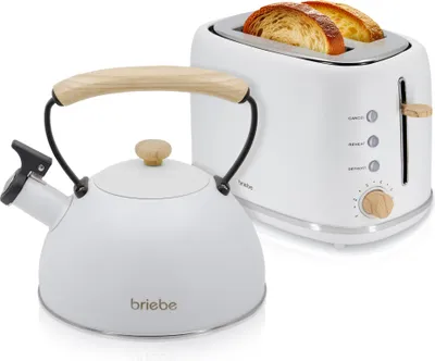 Obrázek produktu pro Briebe SKT1177WHT, Šedá, Knoflíky, Páčka, Otočné, 220 - 240 V, 50 - 60 Hz, 2,3 l, 2 krajíců