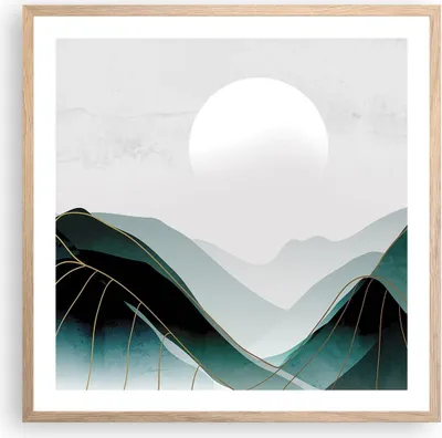 Produktbild von Gerahmtes Poster - Rahmen in heller Eiche - Abstraktion Berge Stück - 60x60 cm - Wand Bild - Wanddeko - Wandbilder - Kunstposter - Wandposter - Bilderrahmen - Bilder - Kunstdruck - P2NAC60x60-4911