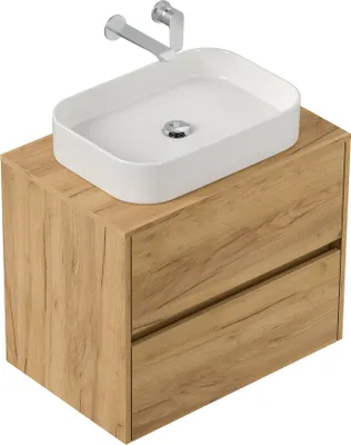 Produktbild von Badmöbel Taifun 70cm mit rechteckigem Aufsatzwaschbecken eiche gold : Eiche Gold