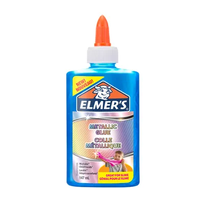 Produktbild von Elmer's Metallic-Bastel-Kleber | ideal zur Herstellung von Schleim | auswaschbar | blau | 147 ml | 1 Stück