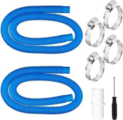 Produktbild von Schwimmbecken-Ente - 32mm, 2 Stück, 150cm, mit 4 Metallklemmen, für Filterpumpe, Teich