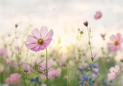 Produktbild von Fototapete Blumenwiese Natur - Tapete Wohnzimmer - 400x280 cm - inklusive kleister - Vlies Tapete - Vliestapete Wohnzimmer Schlafzimmer Küche Modern Wandtapete
