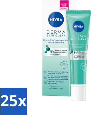 Produktbild von NIVEA – Nachtpeeling – DERMA Skin Pure Tagespflege – Mit Salicylsäure (AHA), Glykolsäure & Niacinamid – Gegen Akne & Mitesser – 40 ml - Vorteilspack - 25 Stücke