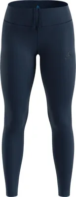 Dunkelblaue Odlo Essentials Warm Lauftights 2.0 mit schmalem Schnitt und elastischem Bund