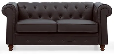 Image de MENZZO Grand canapé 2 places Chesterfield Marron