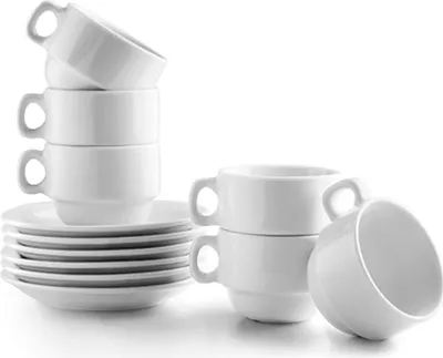 Obrázok produktu pre Servírovacia súprava na kávu 12 kusov Ibili-Castilla Blanco, porcelán, 6,5-12x5 cm, 80 ml, biela