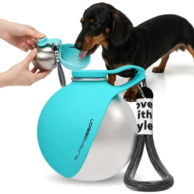 Produktbild von Tragbare Wasserflasche für Hunde mit 2-in-1-Trinknapf