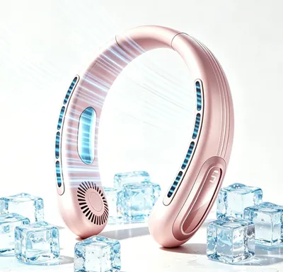 Produktbild von Nackenventilator, Hals Ventilator USB Verstellbar,Tragbarer Neck Fan 5 Stufen,Nacken Ventilator für Reisen Rosa