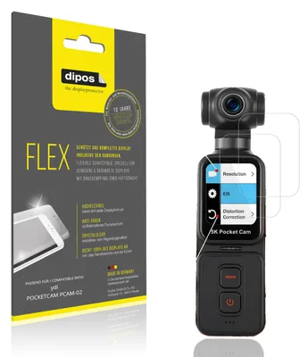 Produktbild von 2x Schutzfolie für ydi POCKETCAM PCAM-02 Folie, 100% Displayabdeckung, dipos Flex