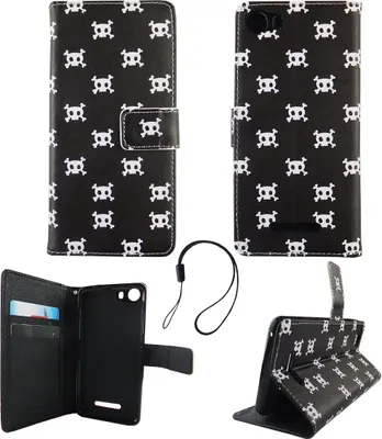 Produktbild von Handyhülle Tasche für Handy Wiko Lenny 2 Polka Dot Totenkopf