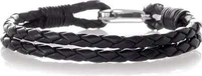 Produktbild von Karisma Geflochtenes Leder Herren Armband Schwarz - mit Edelstahl Verschluss - SB8906 - 19.0 Zentimeter