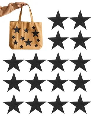 Produktbild von Stern-Aufnäher zum Aufbügeln - 20 Stück bestickte Patches - für Kleidung Jeans Rucksäcke und Hüte - Schwarz