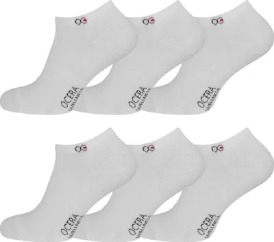 Produktbild von OCERA 6 Paar Wellness Sneaker Socken Baumwolle NEU mit Frotteesohle + gekettelter Spitze Uni Damen + Herren in klassischem Weiß Gr. 39-42