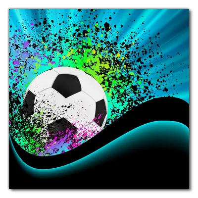 Produktbild von Wallario selbstklebende Möbelfolie/ Tischdecke für Innen und Außen, Größe: 60 x 60 cm - Fußball - Design Wellen und Regenbogen in blau