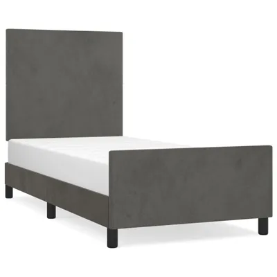 Image de vidaXL Cadre de lit sans matelas gris foncé 90x200 cm velours