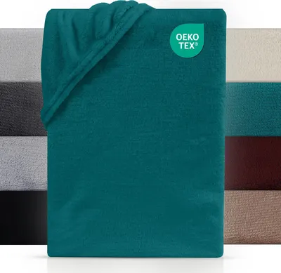 Produktbild von Cashmere Touch Boxspring Spannbettlaken 180-200x200-220 cm, Warmes Winter Bettlaken Petrol