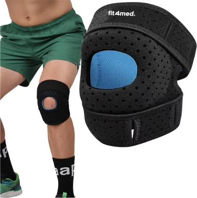Obrázek produktu pro FIT4MED | Ortéza na koleno - černá - velikost L - silikonový kroužek na koleno - dva kompresní popruhy