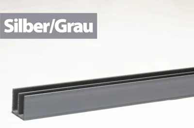 Produktbild von Glasführungsprofil Grau 200 cm oben – Obere Führungsschiene für 4 mm Glasscheiben und Schiebetüren
