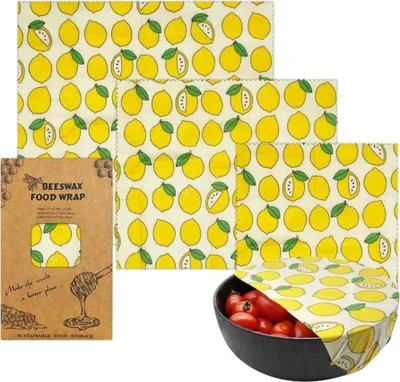Produktbild von 3 Stück Bienenwachsfolien Für Lebensmittel, Umweltfreundliches, Wiederverwendbares Bienenwachs-Lebensmittelfolien-Set, Bienenwachspapier (Design 9)