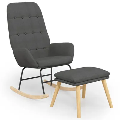 Obrázek produktu pro Houpací křeslo s podnožkou tmavě šedé textil