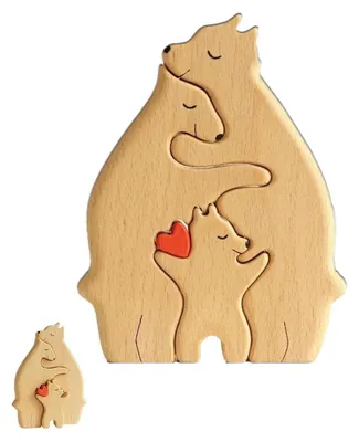 Produktbild von Holzpuzzle Bärenfamilie Dekoration Geschenk 15 x 11,5 x 2 cm
