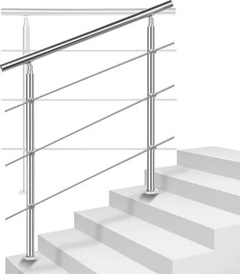 Produktbild von Jopassy zábradlie na schody 120 cm 3 priečky zábradlie a madlá z nehrdzavejúcej ocele balkónové zábradlie povrchová montáž zábradlie na schody balkónové zábradlie ľahká údržba vnútorné a vonkajšie zábradlie