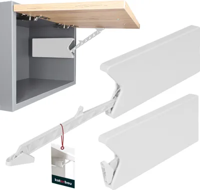 Produktbild von KOTARBAU® Universal Klappenbeschlag Lift II Weiß PVC Klappenhalter Hochklappbeschlag Küchenschrank Beschläge Hebescharnier für Küchenhängeschränke Klappenstütze
