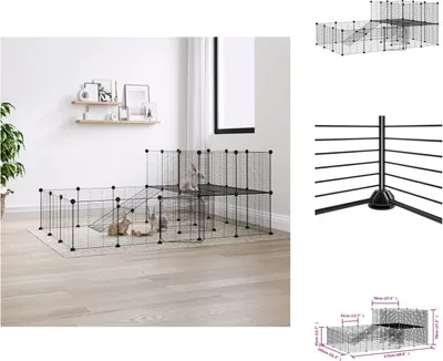 Immagine prodotto di vidaXL Gabbia per animali domestici da 36 pezzi con porta in acciaio nero 35x35 cm - Habitat e recinti per piccoli animali