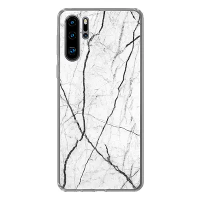 Produktbild von MuchoWow® Handyhülle Schutzhülle Hülle für Huawei P30 Pro Marmor - Schwarz - Weiß Silikon Softcase Handy Hülle - Schutzdeckel