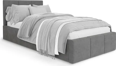 Produktbild von Muralo POLSTERBETT für Schlafzimmer Polsterbett mit Bettkasten und Gasdruckfeder Bett mit Polsterkopfteil Einzelbett 90x200 Bett mit Stauraum Grau