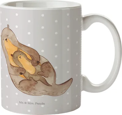 Produktbild von Mr. & Mrs. Panda Plastikbecher Otter Kind - Grau Pastell - Geschenk, Mehrwegbecher, Baby, Pott, Camping Tasse, Mutter, Familie, Kunststoffbecher, Trinklernbecher, Mama