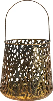 Produktbild von Eleganter Teelichthalter Gold Antik Metall 14,5cm Tischdeko Windlicht Laterne