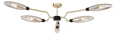 Produktbild von Casa Padrino Luxus Deckenleuchte Mattgold / Schwarz Ø 125 x H. 35 cm - Moderne Deckenlampe