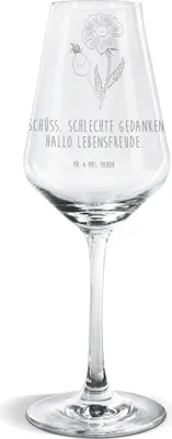 Produktbild von Mr. & Mrs. Panda Weinglas Blume Hagebutte - Transparent - Geschenk, wein glas, Weißweinkelch, Lebensfreude, Garten, Für Weißwein, Schlechte Gedanken