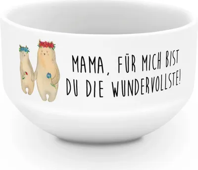 Produktbild von Mr. & Mrs. Panda Schüssel Bären mit Blumenkranz - Weiß - Geschenk, müslibowl, Muttertag, Familie, suppenschale, Papa, Tochter, Mama, Müsli, reisschale, Obstschale