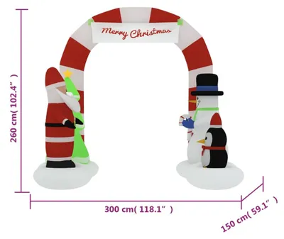Produktbild von vidaXL Aufblasbare Weihnachtsdekoration Torbogen mit LEDs 260 cm