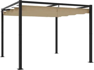 Image de Pavillon de jardin avec toit extensible Taupe 3x3 m acier