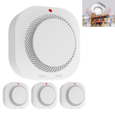 Produktbild von 4er-Pack Rauchmelder, Feueralarm mit LED-Anzeige, tragbarer für Küche, Schlafzimmer, Batterien nicht enthalten