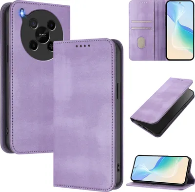 Immagine prodotto di Custodia per ZTE Blade V70 Max, custodia in pelle vintage con protezione RFID, slot per schede, supporto Viola