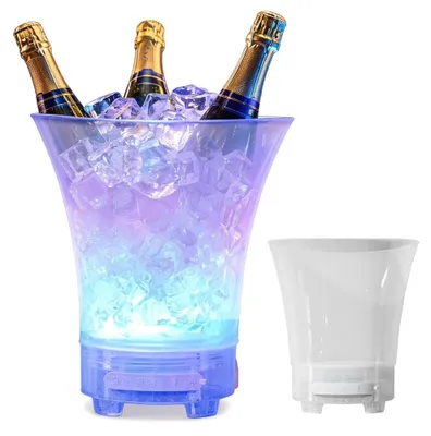 LED-Eiskübel 5 l, mehrfarbiger Champagnerkühler, Party-Deko