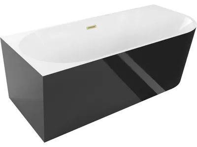 Obrázek produktu pro Mexen Mia volně stojící rohová vana levá 150 x 75 cm, bílá/černá, zlatý kartáčovaný přepad - 52691507575L-55